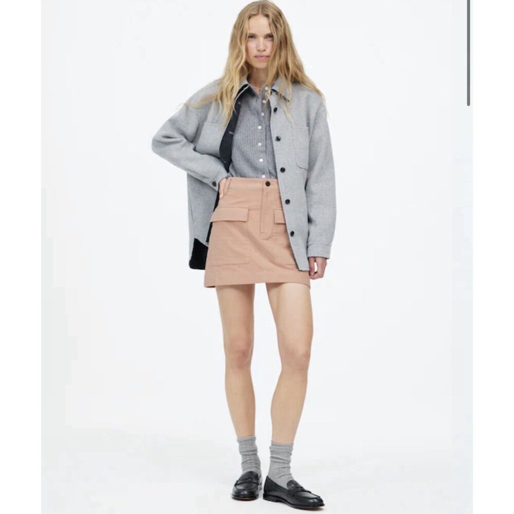 Madewell New Utility‎ Mini Skirt Size 12 Moleskin Pale Blush Stretch Cargo NT388
